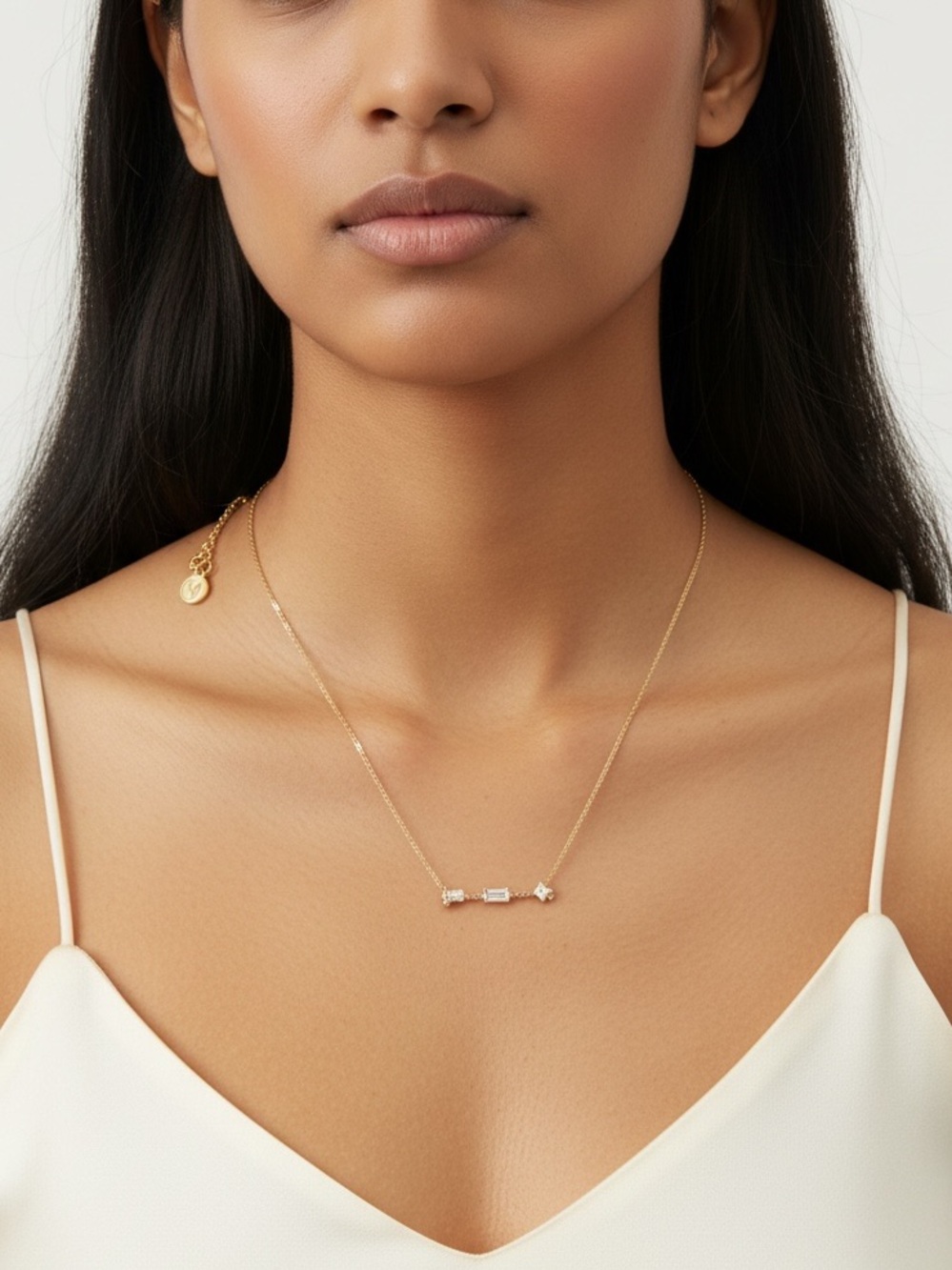 VINCE CAMUTO Crystal Geo Bar Necklace